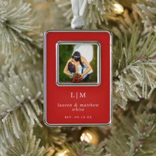 Lauren Red Monogram Elegant Rahmen-Ornament Silber