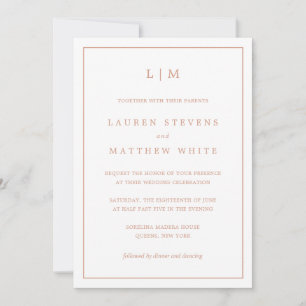 Lauren Rose Gold Monogram Elegant Wedding Einladung
