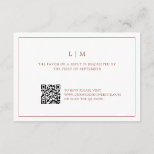 Lauren Terracotta Monogram Elegant Wedding RSVP Karte