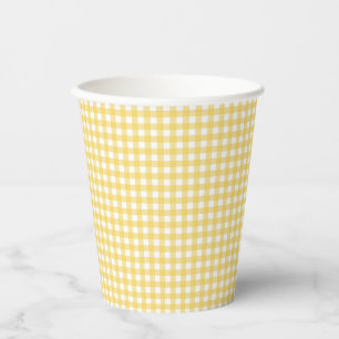 Lauren Yellow Gingham Paper Cups Pappbecher