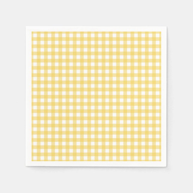 Lauren Yellow Gingham Paper Napkin Serviette (Vorderseite)