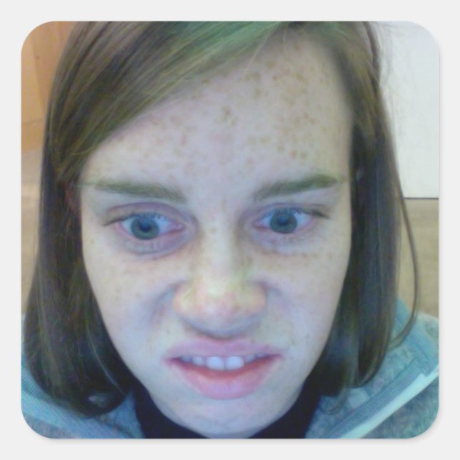 Laurz Face Quadratischer Aufkleber (Vorderseite)