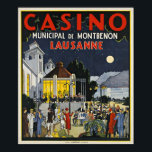 Lausanne, Casino Municipal de Montbenon Art Deco Poster<br><div class="desc">Wunderschönes Art-Deco-Poster für das Casino von Lausanne in der Schweiz,  fein gedruckt in Stein-Lithografie um 1930. Ein hochwertiger Reproduktionsdruck.</div>