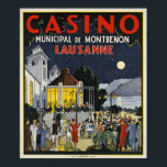 Lausanne, Casino Municipal de Montbenon Art Deco Poster<br><div class="desc">Wunderschönes Art-Deco-Poster für das Casino von Lausanne in der Schweiz,  fein gedruckt in Stein-Lithografie um 1930. Ein hochwertiger Reproduktionsdruck.</div>