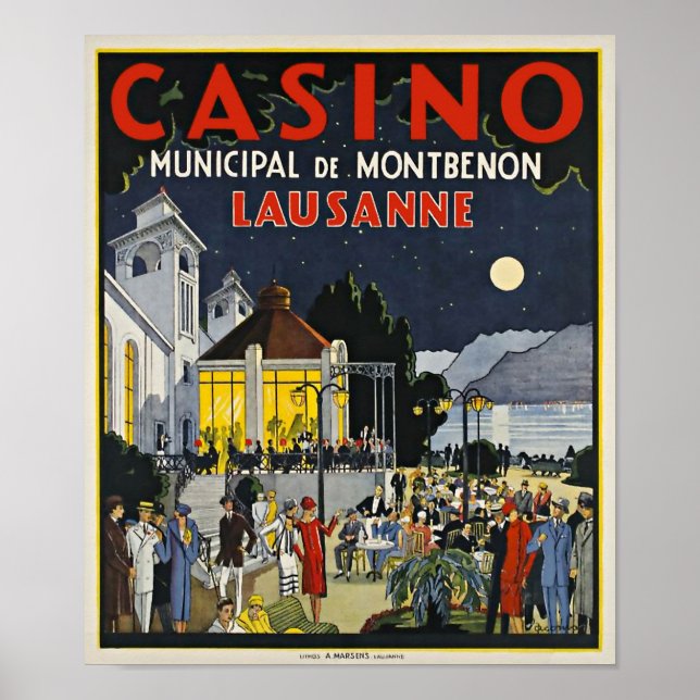 Lausanne, Casino Municipal de Montbenon Art Deco Poster (Vorne)