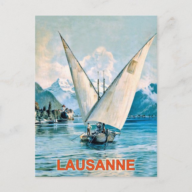 Lausanne, Genfersee, Schweiz, Vintage Postkarte (Vorderseite)