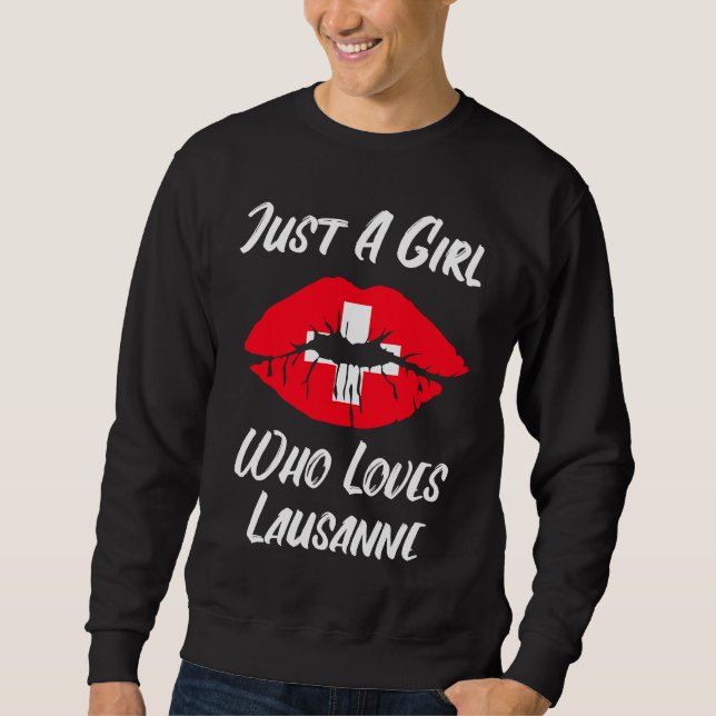 Lausanne Lips Mouth Love Switzerland Flag Sweatshirt (Vorderseite)