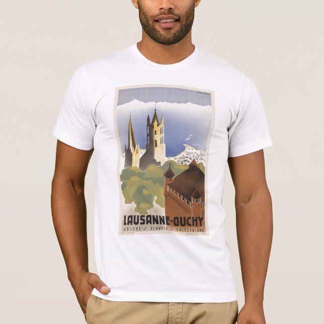 Lausanne Ouchy die Schweiz Vintages Europa T-Shirt (Vorderseite)