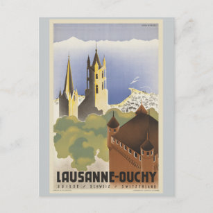 Lausanne Ouchy Schweiz Vintag Europa Postkarte