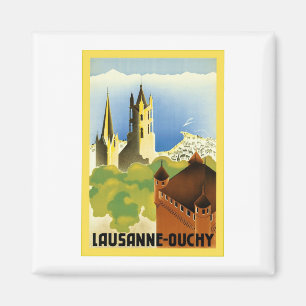 Lausanne ~ Ouchy ~ Vintage Schweizer Reise Magnet