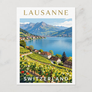 Lausanne Schweiz Genfersee Szene Postkarte