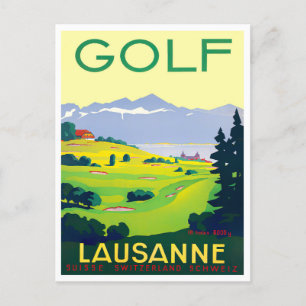 Lausanne Schweiz Golf Vintage Reise Postkarte