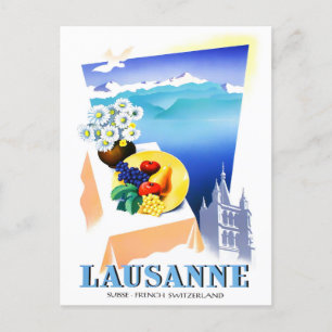 Lausanne Schweiz Jahrgang Reise Postkarte
