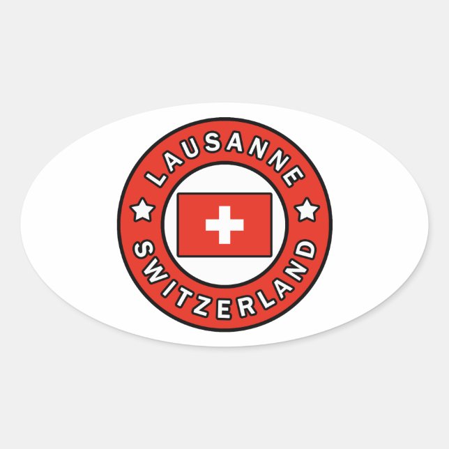 Lausanne Schweiz Ovaler Aufkleber (Vorderseite)