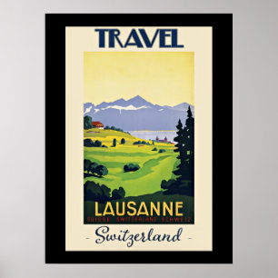 Lausanne, Schweiz Reiseplakat Poster