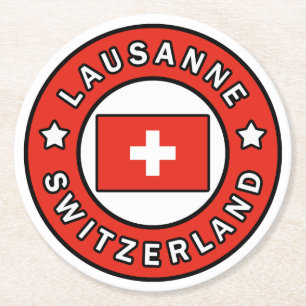 Lausanne Schweiz Runder Pappuntersetzer