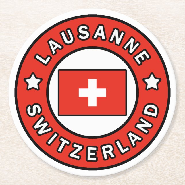 Lausanne Schweiz Runder Pappuntersetzer (Vorderseite)