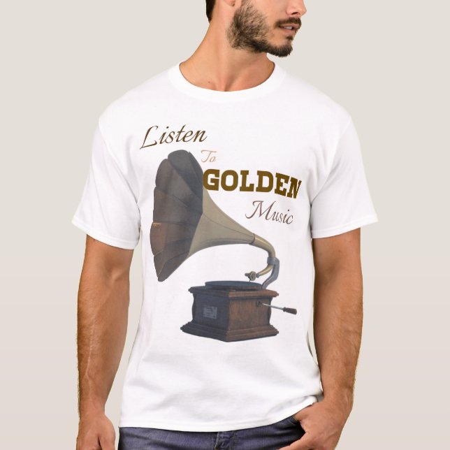 Lauschen Sie goldener Musik T-Shirt (Vorderseite)