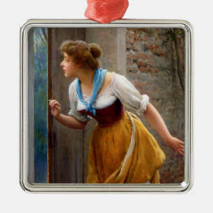Lauschende Frau (von Eugene de Blaas) Ornament Aus Metall