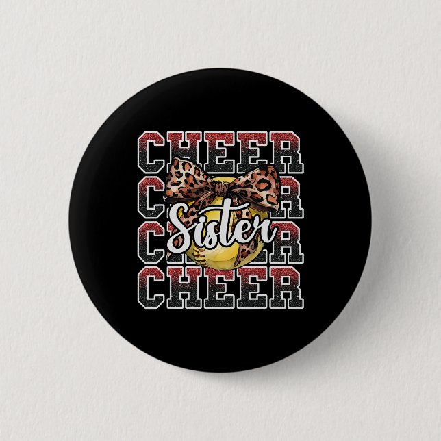 Laut Stolz Sport Weich Cheer Schwester Leopard Bog Button (Vorderseite)