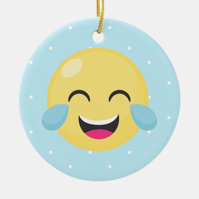 Laute Emoji Punkte heraus lachen Keramik Ornament (Vorne)