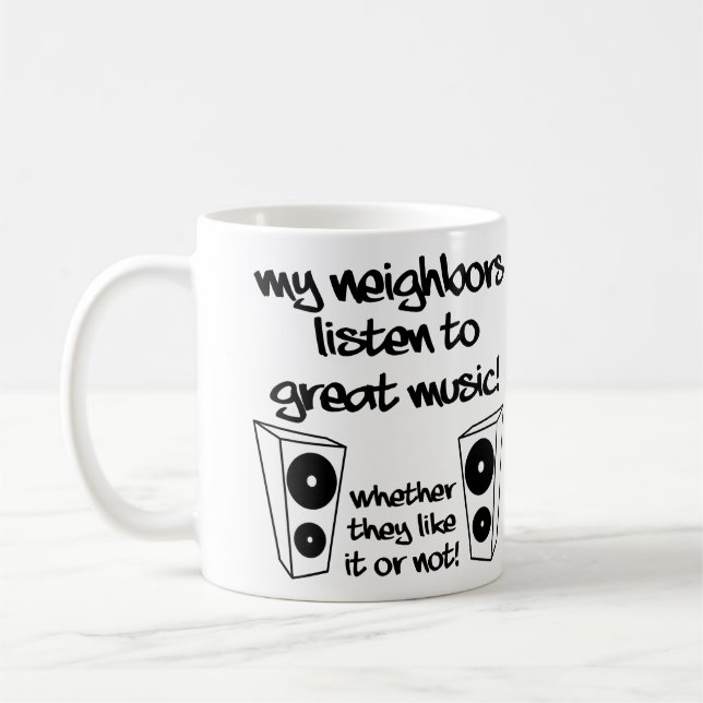 Laute Musik Funny Mug oder Travel Mug hören Kaffeetasse (Links)