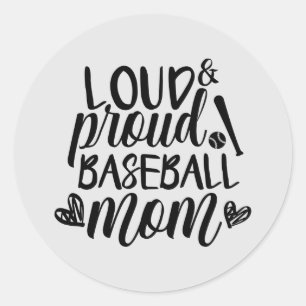 laute, stolze Baseball-Mama Runder Aufkleber