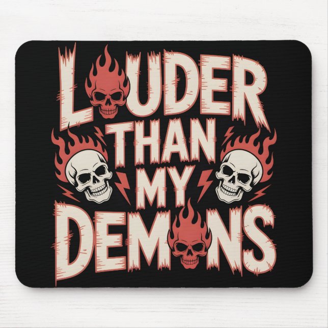 Lauter als meine Dämonen: Gothic-Schädel und Flamm Mousepad (Vorne)