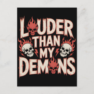 Lauter als meine Dämonen: Gothic-Schädel und Flamm Postkarte