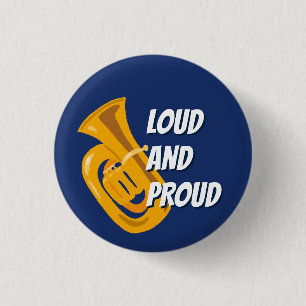 Lauter und stolzer Tuba-Spieler-Button Button