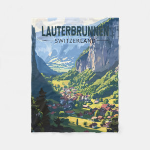 Lauterbrunnen Schweiz Reise Kunst Vintage Fleecedecke