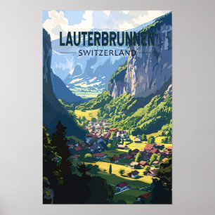 Lauterbrunnen Schweiz Reise Kunst Vintage Poster