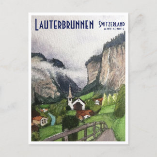 Lauterbrunnen Schweiz Reisepostkartenkunst Feiertagspostkarte