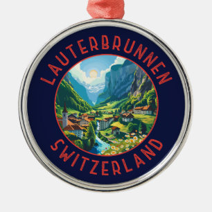 Lauterbrunnen Schweiz Retro Distressed Circle Ornament Aus Metall