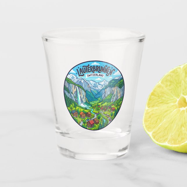 Lauterbrunnen Schweiz Schnapsglas (Vorderseite)
