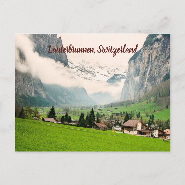 Lauterbrunnen Schweiz stilisiert Postkarte (Vorderseite)
