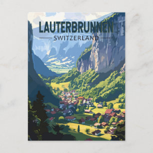 Lauterbrunnen Schweiz Tourismus Vintag Postkarte