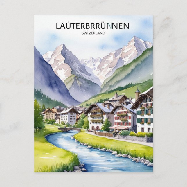 Lauterbrunnen Schweiz Vintage Postkarte (Vorderseite)