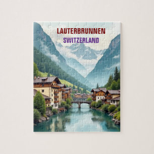 Lauterbrunnen Schweiz Vintage Reise Kunst Puzzle