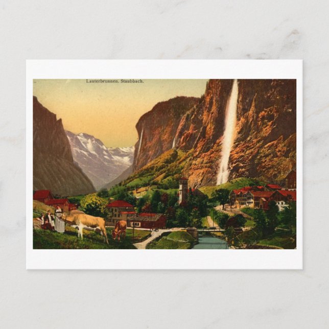 Lauterbrunnen Staubbach Wasserfall Schweiz Postkarte (Vorderseite)