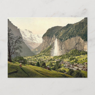 Lauterbrunnen Tal mit Staubbach, Berner Oberl Postkarte