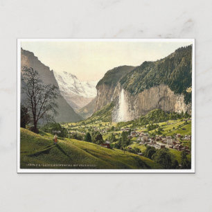 Lauterbrunnen Tal mit Staubbach, Berner Oberl Postkarte