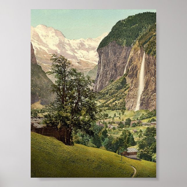Lauterbrunnen Tal mit Staubbach Wasserfall, Ber Poster (Vorne)