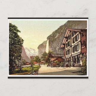 Lauterbrunnen-Tal, Straßenansicht mit Staubbach W Postkarte