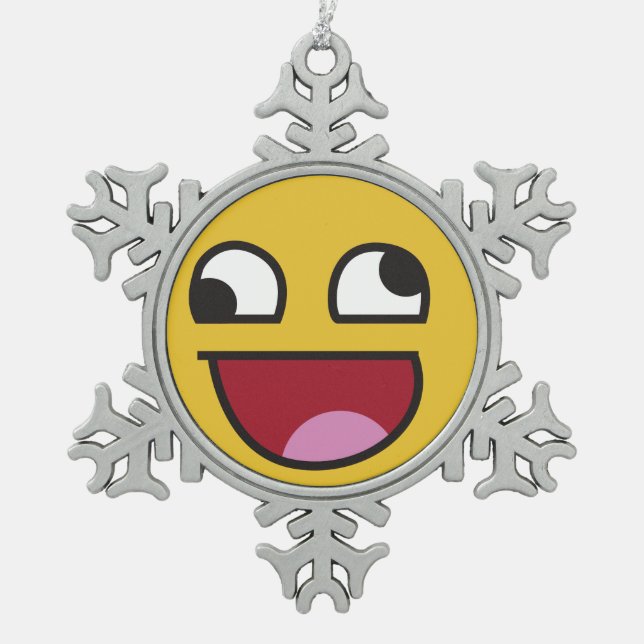 lautes emoji heraus lachen schneeflocken Zinn-Ornament (Vorderseite)