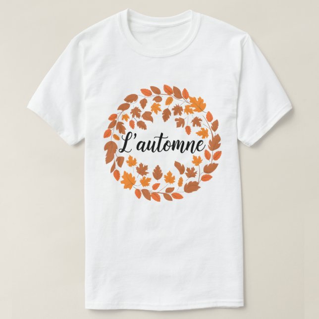 L'automne, Autumn French Illustration, Fall Season T-Shirt (Design vorne)