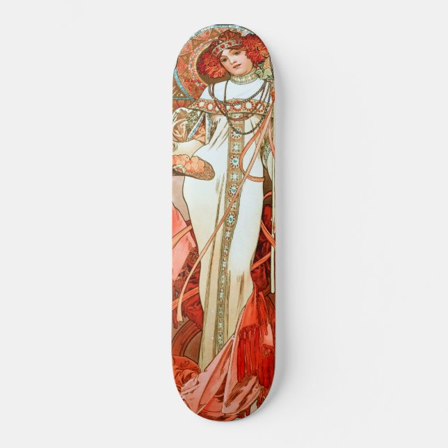 L'Automne von Alphonse Mucha Skateboard (Vorderseite)