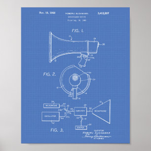 Lautsprecher 1968 Patent Art Blueprint Poster