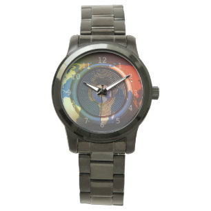 Lautsprecher auf Weltkarte Armbanduhr