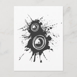 Lautsprecher Graffiti - DJ Music Disk Jockey Audio Postkarte